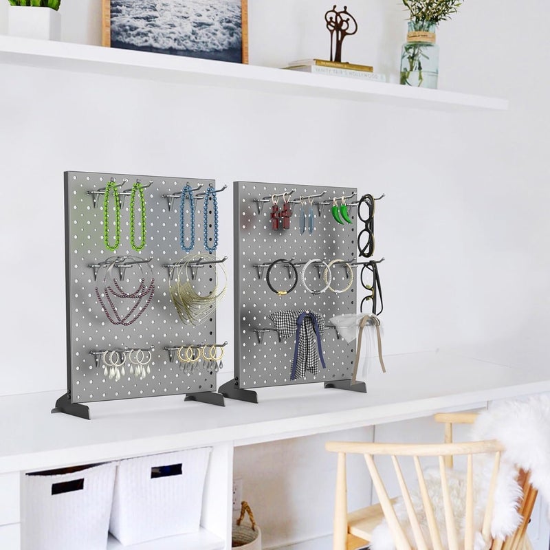 WALMANN Metal Tabletop Pegboard Display Stand for Craft Shows, 12" x 16" Countertop Peg Board with Hooks for Jewelry & Accessories (Black, 2-Pack) - Image 2